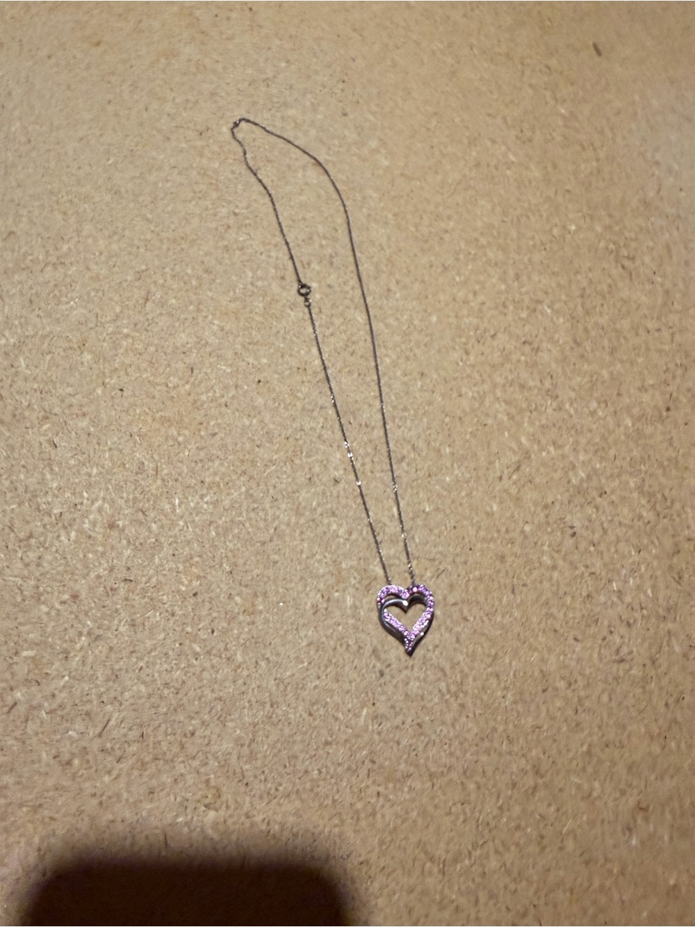 Pink Heart Pendant Necklace -